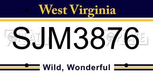 SJM3876 West Virginia License Plate