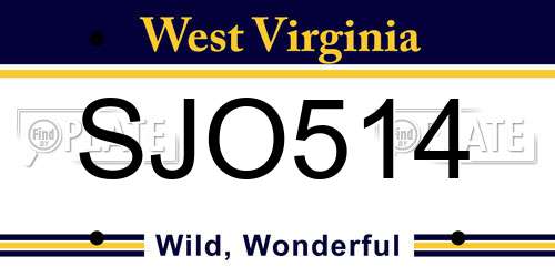SJO514 West Virginia License Plate