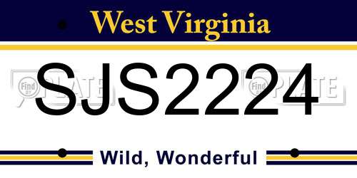 SJS2224 West Virginia License Plate