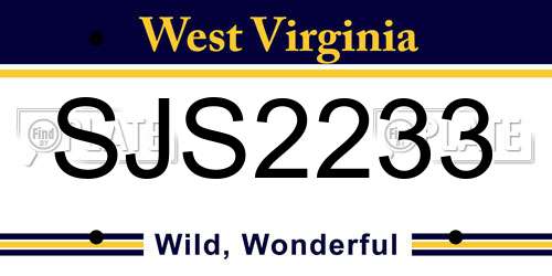SJS2233 West Virginia License Plate