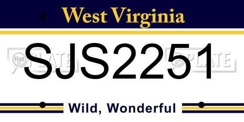 SJS2251 West Virginia License Plate