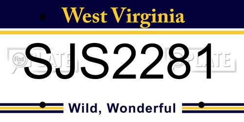 SJS2281 West Virginia License Plate