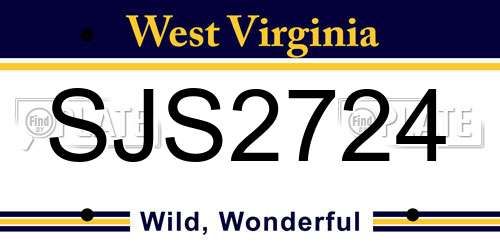 SJS2724 West Virginia License Plate
