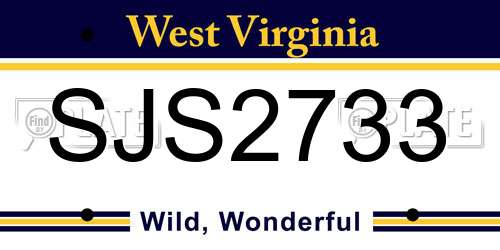 SJS2733 West Virginia License Plate