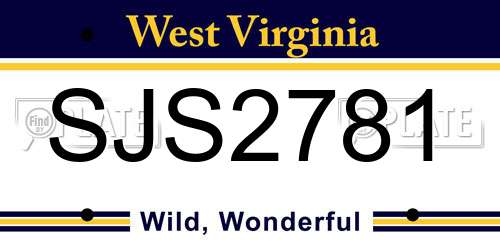 SJS2781 West Virginia License Plate