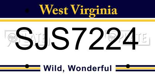 SJS7224 West Virginia License Plate