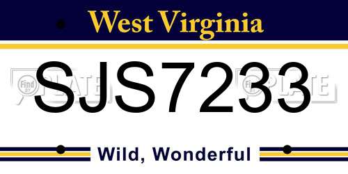 SJS7233 West Virginia License Plate