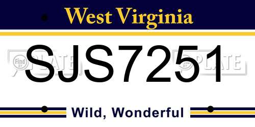 SJS7251 West Virginia License Plate