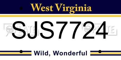 SJS7724 West Virginia License Plate