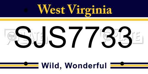 SJS7733 West Virginia License Plate