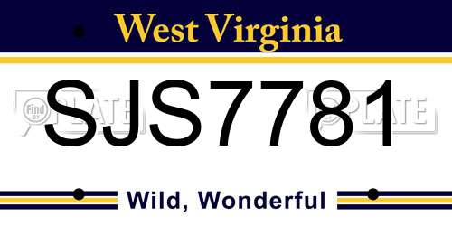 SJS7781 West Virginia License Plate