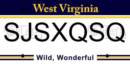 SJSXQSQ West Virginia License Plate