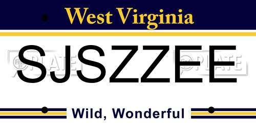 SJSZZEE West Virginia License Plate