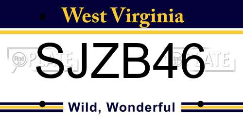 SJZB46 West Virginia License Plate