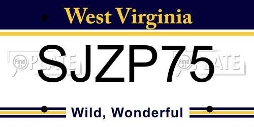 SJZP75 West Virginia License Plate