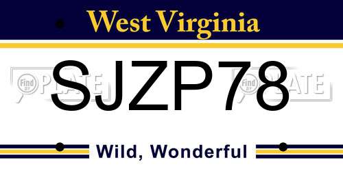 SJZP78 West Virginia License Plate