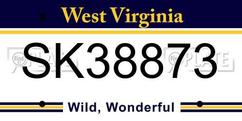 SK38873 West Virginia License Plate