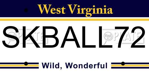 SKBALL72 West Virginia License Plate