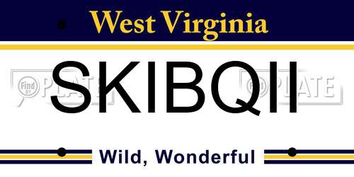 SKIBQII West Virginia License Plate