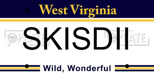 SKISDII West Virginia License Plate