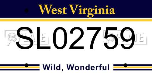 SL02759 West Virginia License Plate