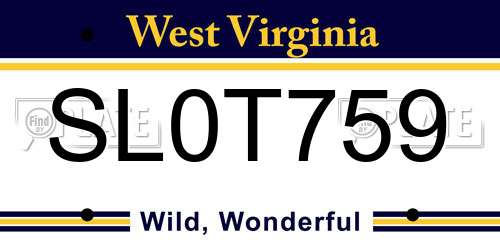 SL0T759 West Virginia License Plate