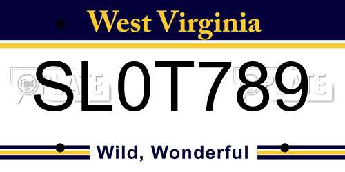 SL0T789 West Virginia License Plate