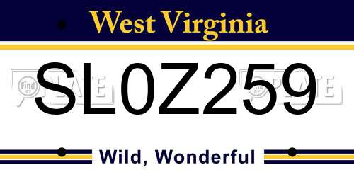 SL0Z259 West Virginia License Plate