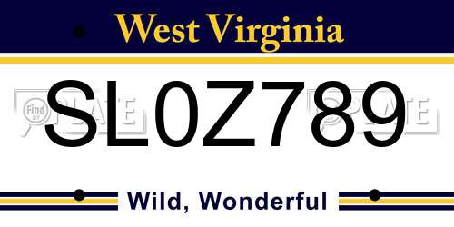 SL0Z789 West Virginia License Plate