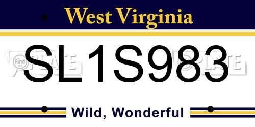 SL1S983 West Virginia License Plate