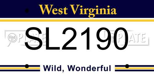 SL2190 West Virginia License Plate