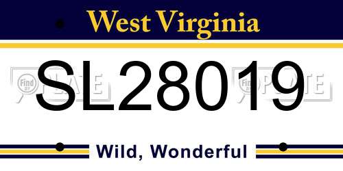 SL28019 West Virginia License Plate