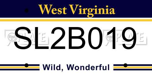 SL2B019 West Virginia License Plate