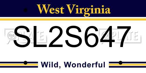 SL2S647 West Virginia License Plate