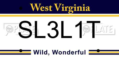 SL3L1T West Virginia License Plate