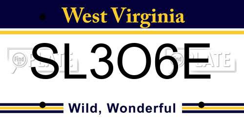 SL3O6E West Virginia License Plate
