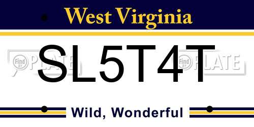 SL5T4T West Virginia License Plate
