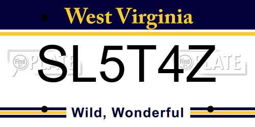SL5T4Z West Virginia License Plate