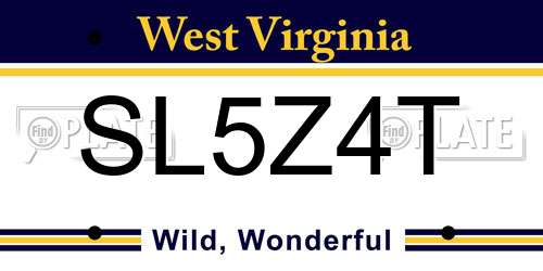 SL5Z4T West Virginia License Plate