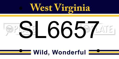 SL6657 West Virginia License Plate