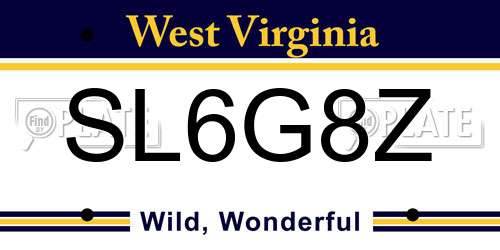 SL6G8Z West Virginia License Plate