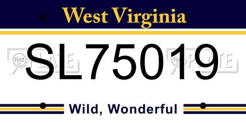 SL75019 West Virginia License Plate