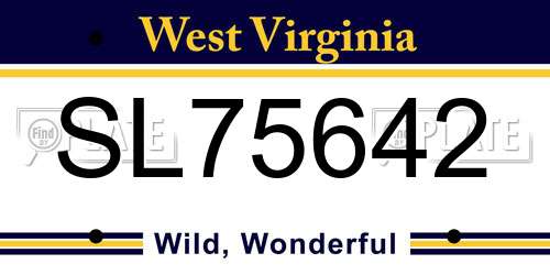 SL75642 West Virginia License Plate