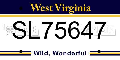 SL75647 West Virginia License Plate