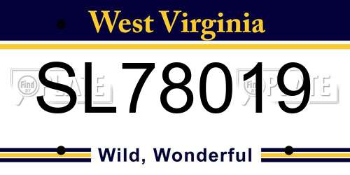 SL78019 West Virginia License Plate