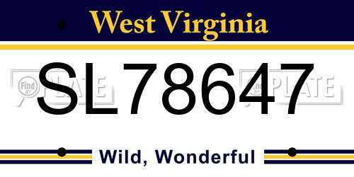 SL78647 West Virginia License Plate