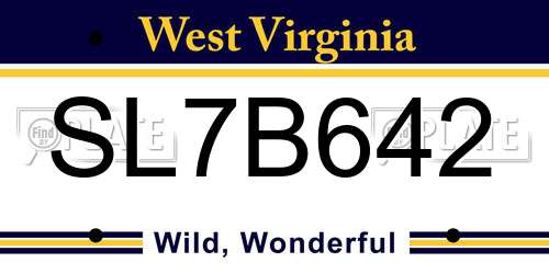 SL7B642 West Virginia License Plate
