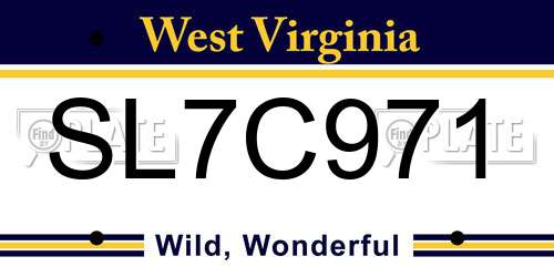 SL7C971 West Virginia License Plate
