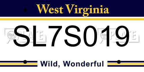 SL7S019 West Virginia License Plate