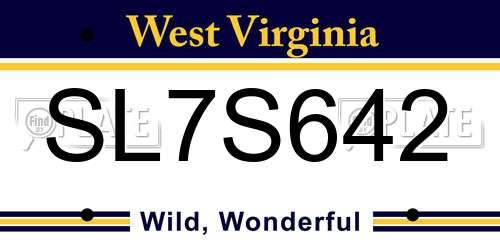 SL7S642 West Virginia License Plate